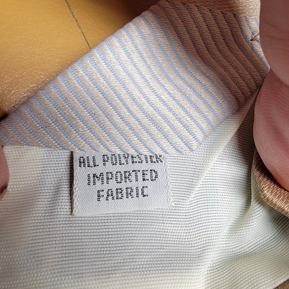 John Henric Mens Store Striped Silk Blend Tie Beige Blue - Picture 3 of 5